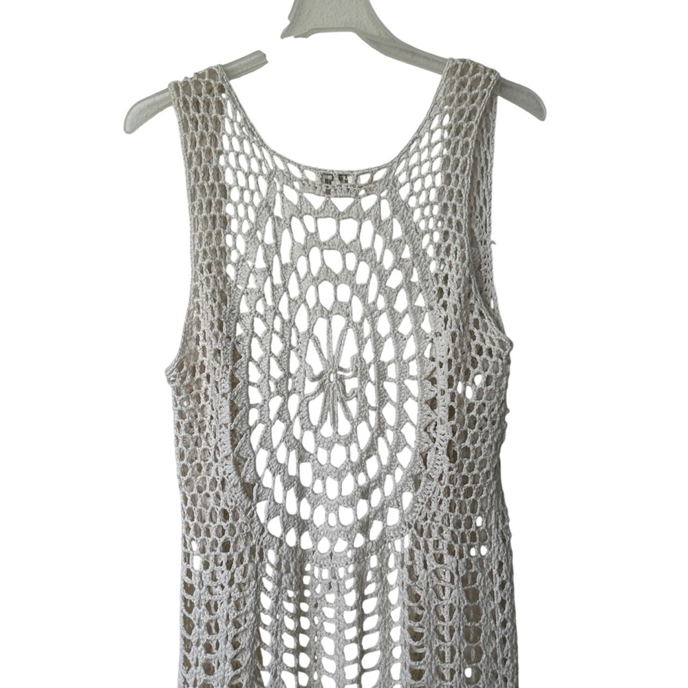 Umgee Crochet Fringe Ivory cardigan sweater size L - Picture 5 of 11